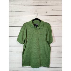 Hurley Mens Green Solid Stretch Half Button Short Sleeve Polo‎ Shirt Size Medium